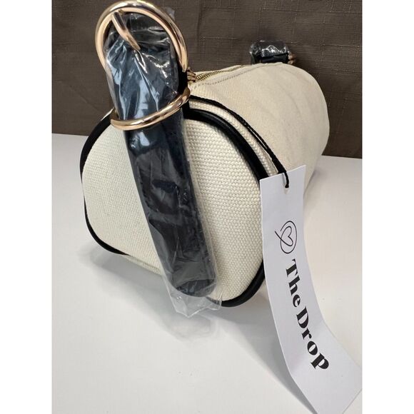 NWT The Drop Canvas Mini Barrel Bag in Linen with Black Trim - Picture 5 of 11